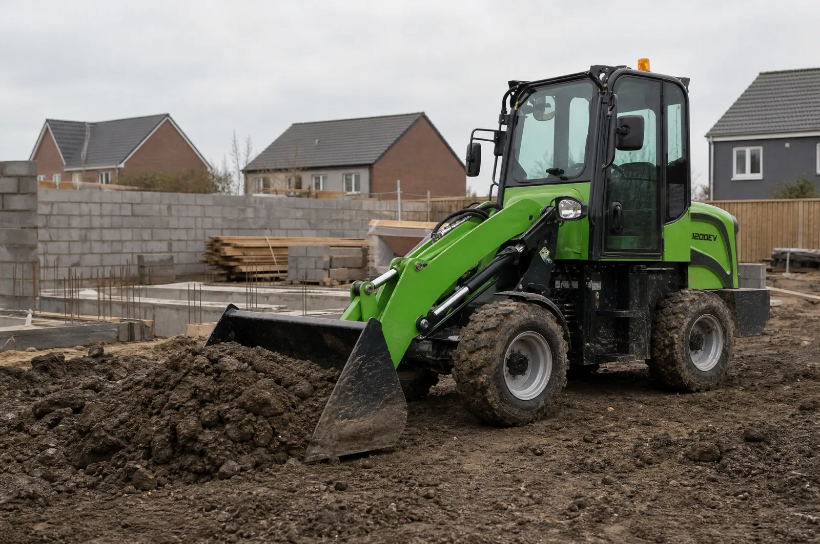 1200EV 1200 kg electric wheel loader working in construction